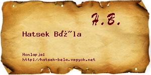 Hatsek Béla névjegykártya